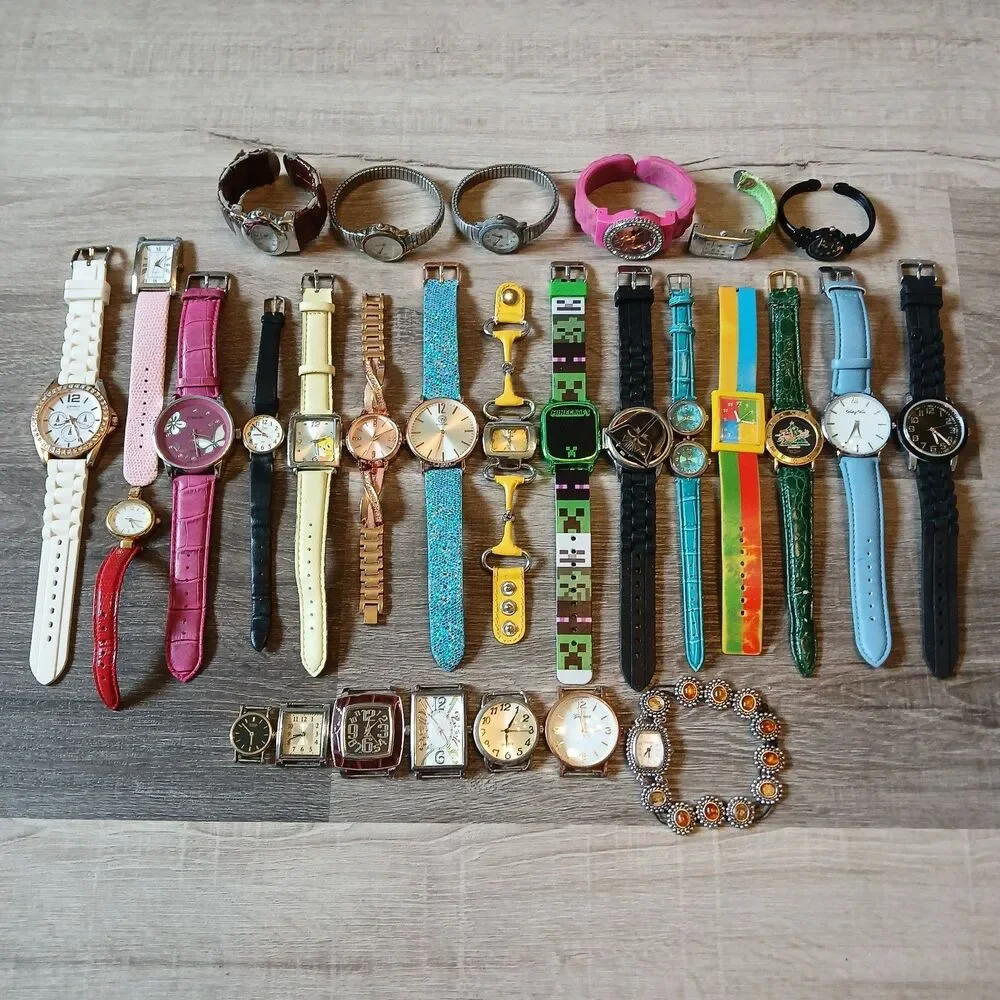 Huge Watch Lot of 25+ Mixed Brands Vintage & Modern Parts/Repair Untested-Box 9